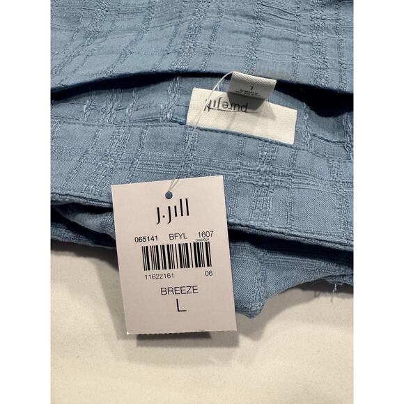 NEW J.Jill x Pure Jill Textured Boxy Blouse L Breeze Kimono Sleeve Boat Neck NWT - Picture 4 of 10